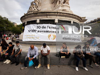 Several hundred people are gathering at Place de la Republique, in Paris, France, on July 25, 2024, to denounce the social and environmental...