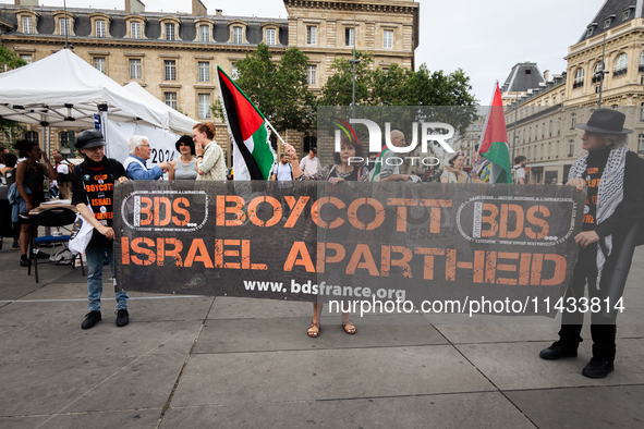 Several hundred people are gathering at Place de la Republique, in Paris, France, on July 25, 2024, to denounce the social and environmental...