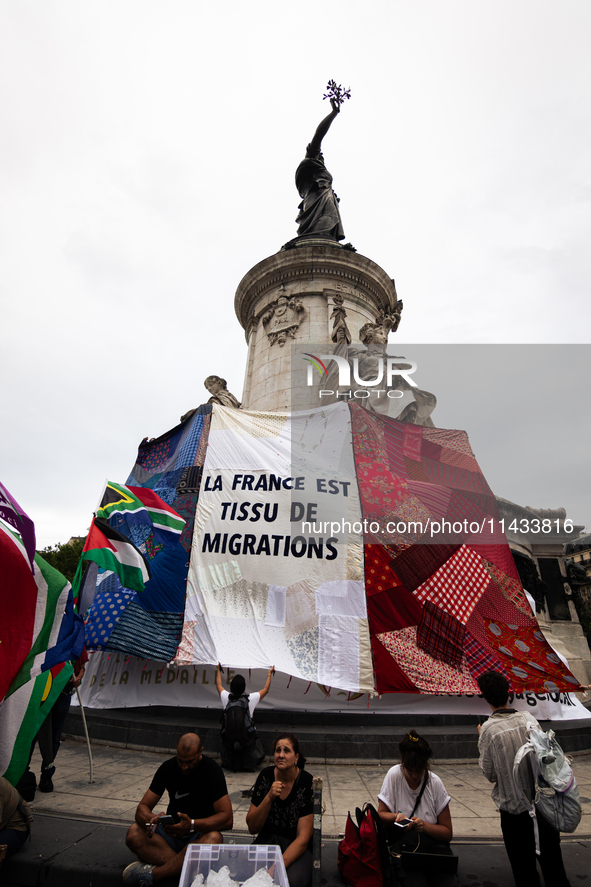 Several hundred people are gathering at Place de la Republique, in Paris, France, on July 25, 2024, to denounce the social and environmental...