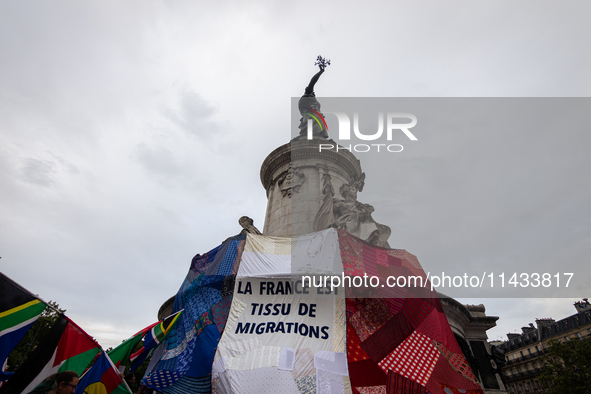 Several hundred people are gathering at Place de la Republique, in Paris, France, on July 25, 2024, to denounce the social and environmental...