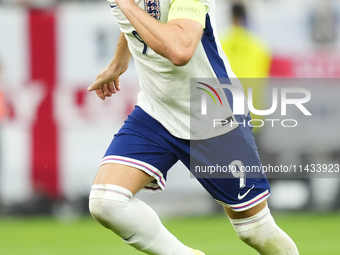 Harry Kane centre-forward of England and Bayern Munich celebrates after scoring his sides first goal during the UEFA EURO 2024 semi-final ma...