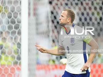 Harry Kane centre-forward of England and Bayern Munich celebrates after scoring his sides first goal during the UEFA EURO 2024 semi-final ma...