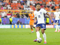 Jude Bellingham attacking midfield of England and Real Madrid during the UEFA EURO 2024 semi-final match between Netherlands and England at...