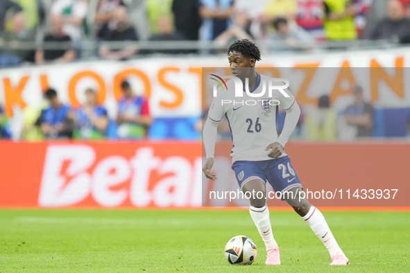 Kobbie Mainoo central midfield of England and Manchester United during the UEFA EURO 2024 semi-final match between Netherlands and England a...