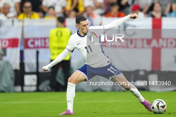 Phil Foden right winger of England and Manchester City during the UEFA EURO 2024 semi-final match between Netherlands and England at Footbal...