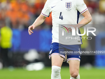 Declan Rice defensive midfield of England and Arsenal FC during the UEFA EURO 2024 semi-final match between Netherlands and England at Footb...