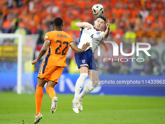 Declan Rice defensive midfield of England and Arsenal FC during the UEFA EURO 2024 semi-final match between Netherlands and England at Footb...