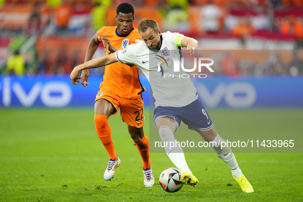 Harry Kane centre-forward of England and Bayern Munich during the UEFA EURO 2024 semi-final match between Netherlands and England at Footbal...