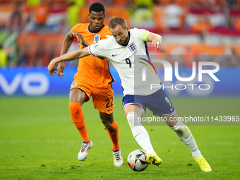 Harry Kane centre-forward of England and Bayern Munich during the UEFA EURO 2024 semi-final match between Netherlands and England at Footbal...