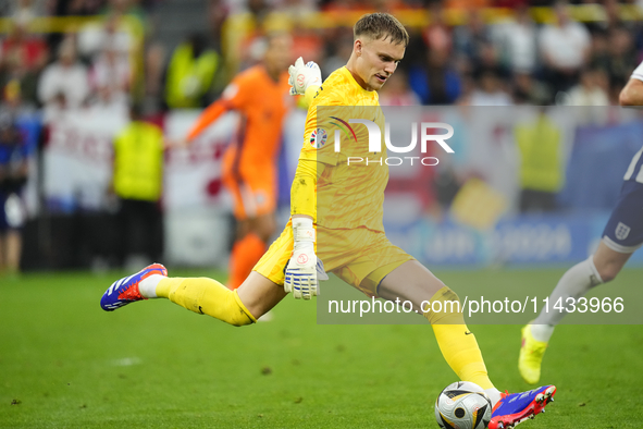 Bart Verbruggen goalkeeper of Netherlands and Brighton & Hove Albion during the UEFA EURO 2024 semi-final match between Netherlands and Engl...