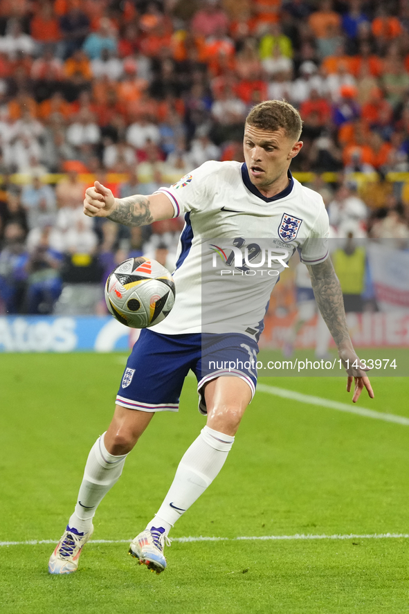 Kieran Trippier right-back of England and Newcastle United during the UEFA EURO 2024 semi-final match between Netherlands and England at Foo...