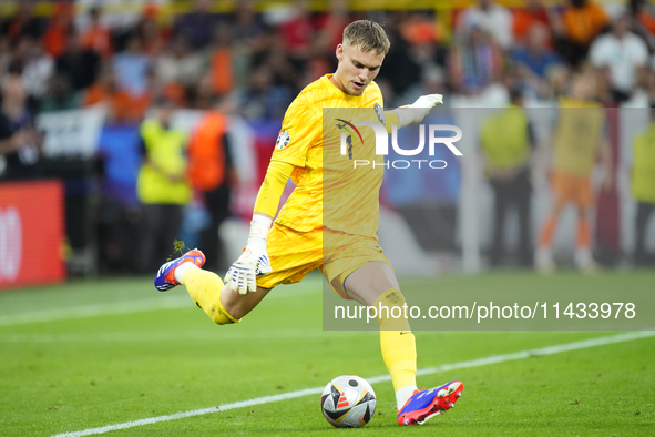 Bart Verbruggen goalkeeper of Netherlands and Brighton & Hove Albion during the UEFA EURO 2024 semi-final match between Netherlands and Engl...