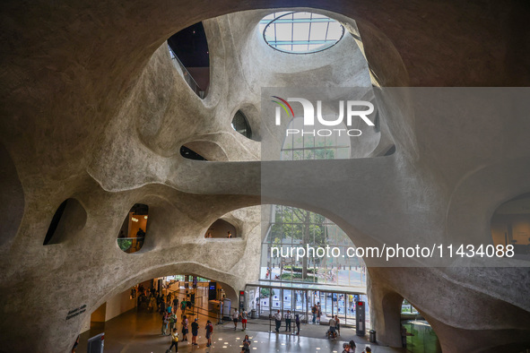 The central atrium of the Richard Gilder Center for Science, Education, and Innovation at American Museum of Natural History in New York Cit...