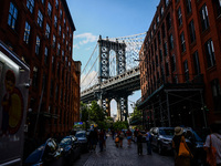  Manhattan Bridge seen from Dumbo area in Brooklyn in New York City, United States of America on July 7th, 2024.  (