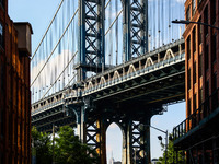  Manhattan Bridge seen from Dumbo area in Brooklyn in New York City, United States of America on July 7th, 2024.  (