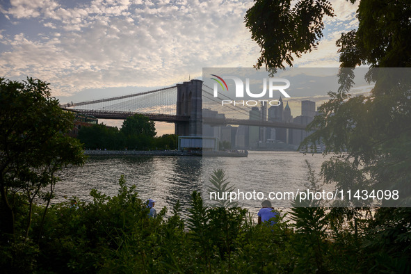  A view on Brooklyn Bridge over the East River in New York City, United States of America on July 7th, 2024.  