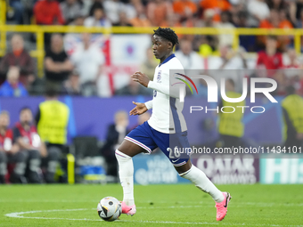 Kobbie Mainoo central midfield of England and Manchester United  during the UEFA EURO 2024 semi-final match between Netherlands and England...