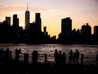  A view on Manhattan sklyline during sunset over the East River in New York City, United States of America on July 7th, 2024.  (