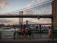  A view on Brooklyn Bridge and Manhattan Bridge  in New York City, United States of America on July 7th, 2024.  (