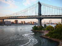  A view on Manhattan Bridge and Pebble Beach in New York City, United States of America on July 7th, 2024.  (