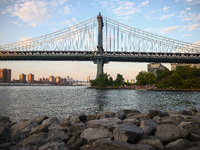  A view on Manhattan Bridge and Pebble Beach in New York City, United States of America on July 7th, 2024.  (