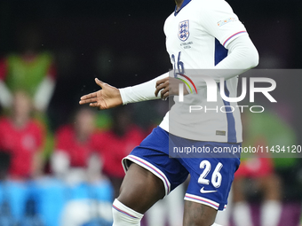 Kobbie Mainoo central midfield of England and Manchester United  during the UEFA EURO 2024 semi-final match between Netherlands and England...