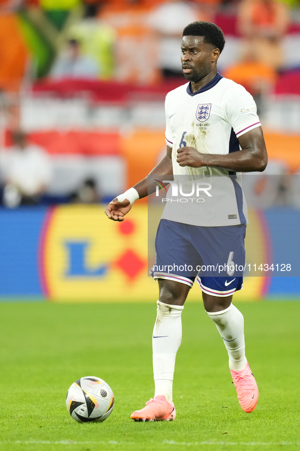 Marc Guehi centre-back of England and Crystal Palace during the UEFA EURO 2024 semi-final match between Netherlands and England at Football...