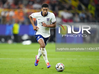 Jude Bellingham attacking midfield of England and Real Madrid during the UEFA EURO 2024 semi-final match between Netherlands and England at...