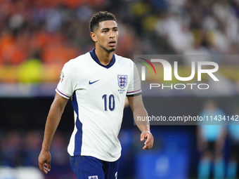 Jude Bellingham attacking midfield of England and Real Madrid during the UEFA EURO 2024 semi-final match between Netherlands and England at...