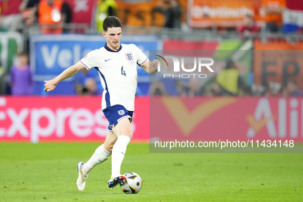 Declan Rice defensive midfield of England and Arsenal FC during the UEFA EURO 2024 semi-final match between Netherlands and England at Footb...