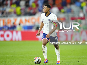 Declan Rice defensive midfield of England and Arsenal FC during the UEFA EURO 2024 semi-final match between Netherlands and England at Footb...