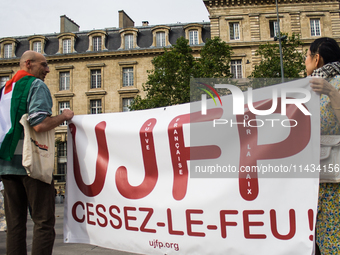 A group is clashing with pro-Israel demonstrators in Republic Square, in City, Country, on Thursday, July 25. The police are trying to keep...