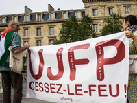 A group is clashing with pro-Israel demonstrators in Republic Square, in City, Country, on Thursday, July 25. The police are trying to keep...