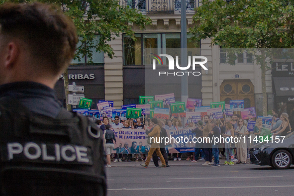 A group is clashing with pro-Israel demonstrators in Republic Square, in City, Country, on Thursday, July 25. The police are trying to keep...