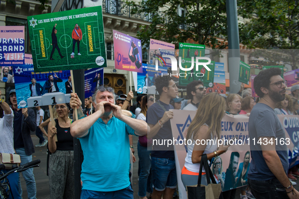 A group is clashing with pro-Israel demonstrators in Republic Square, in City, Country, on Thursday, July 25. The police are trying to keep...