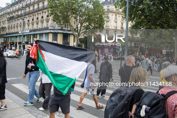 A group is clashing with pro-Israel demonstrators in Republic Square, in City, Country, on Thursday, July 25. The police are trying to keep...