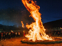 People are celebrating the Torch Festival at Torch Square in Butuo county, Liangshan Yi autonomous prefecture, in Sichuan, China, on July 22...