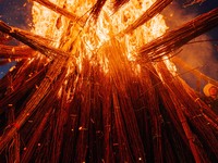 People are celebrating the Torch Festival at Torch Square in Butuo county, Liangshan Yi autonomous prefecture, in Sichuan, China, on July 22...