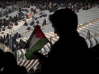 Veiled Iranian women are participating in a family rally to support mandatory hijab at the Azadi (Freedom) Stadium in western Tehran, Iran,...