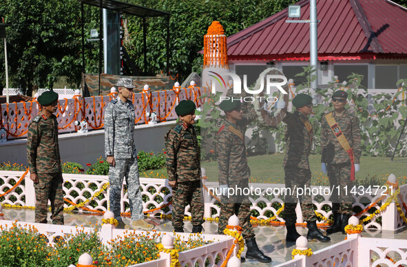 Indian Chief of Defence Staff General Anil Chauhan PVSM is arriving to lay a wreath at a war memorial during ''Vijay Diwas'' or Victory Day...