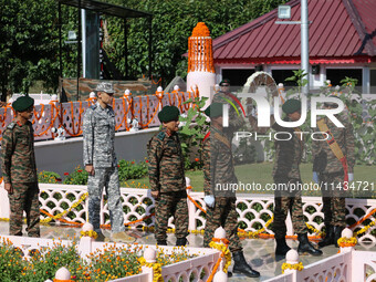 Indian Chief of Defence Staff General Anil Chauhan PVSM is arriving to lay a wreath at a war memorial during ''Vijay Diwas'' or Victory Day...