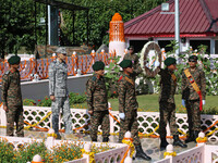 Indian Chief of Defence Staff General Anil Chauhan PVSM is arriving to lay a wreath at a war memorial during ''Vijay Diwas'' or Victory Day...