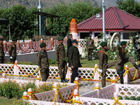 Indian Prime Minister Narendra Modi is arriving to pay tribute at a war memorial during the ''Vijay Diwas'' or Victory Day celebration in Dr...