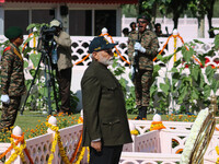 Indian Prime Minister Narendra Modi is paying tribute at a war memorial during the ''Vijay Diwas'' or Victory Day celebration in Drass, 160...