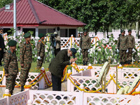 Indian Prime Minister Narendra Modi is paying tribute at a war memorial during the ''Vijay Diwas'' or Victory Day celebration in Drass, 160...