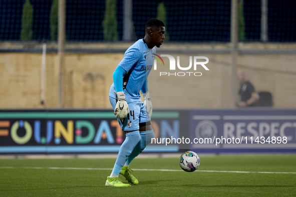 Bruno Varela, goalkeeper and captain of Vitoria SC, is in action during the UEFA Europa Conference League, Second Qualifying Round, 1st Leg...