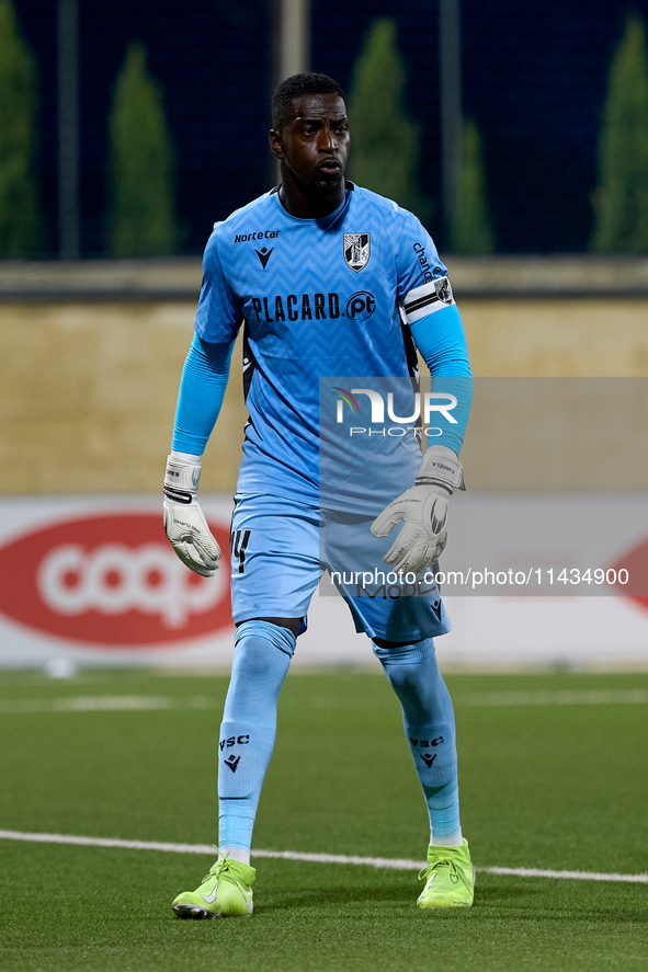 Bruno Varela, goalkeeper and captain of Vitoria SC, is playing during the UEFA Europa Conference League, Second Qualifying Round, 1st Leg so...