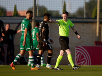 UEFA-appointed match referee Ben Mcmaster is in action during the UEFA Europa Conference League, Second Qualifying Round, 1st Leg soccer mat...