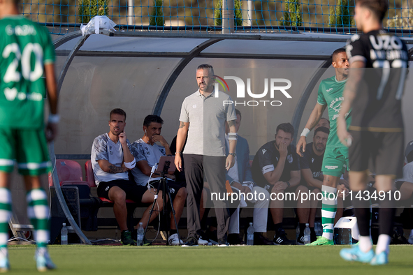 Rui Borges, head coach of Vitoria SC, is gesturing during the UEFA Europa Conference League, Second Qualifying Round, 1st Leg soccer match b...