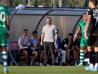 Rui Borges, head coach of Vitoria SC, is gesturing during the UEFA Europa Conference League, Second Qualifying Round, 1st Leg soccer match b...